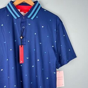 NEW Redvanly‎ Langham Golf Polo Shirt Men's L Mazarin Blue Performance Stretch